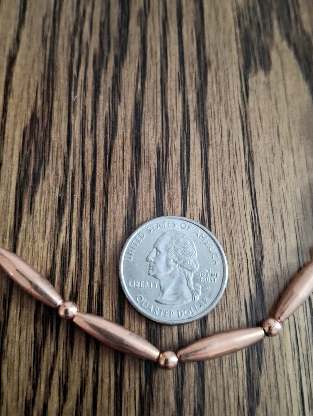 Copper Flutes And Pearls Beaded Necklace 20" - Picture 4 of 4